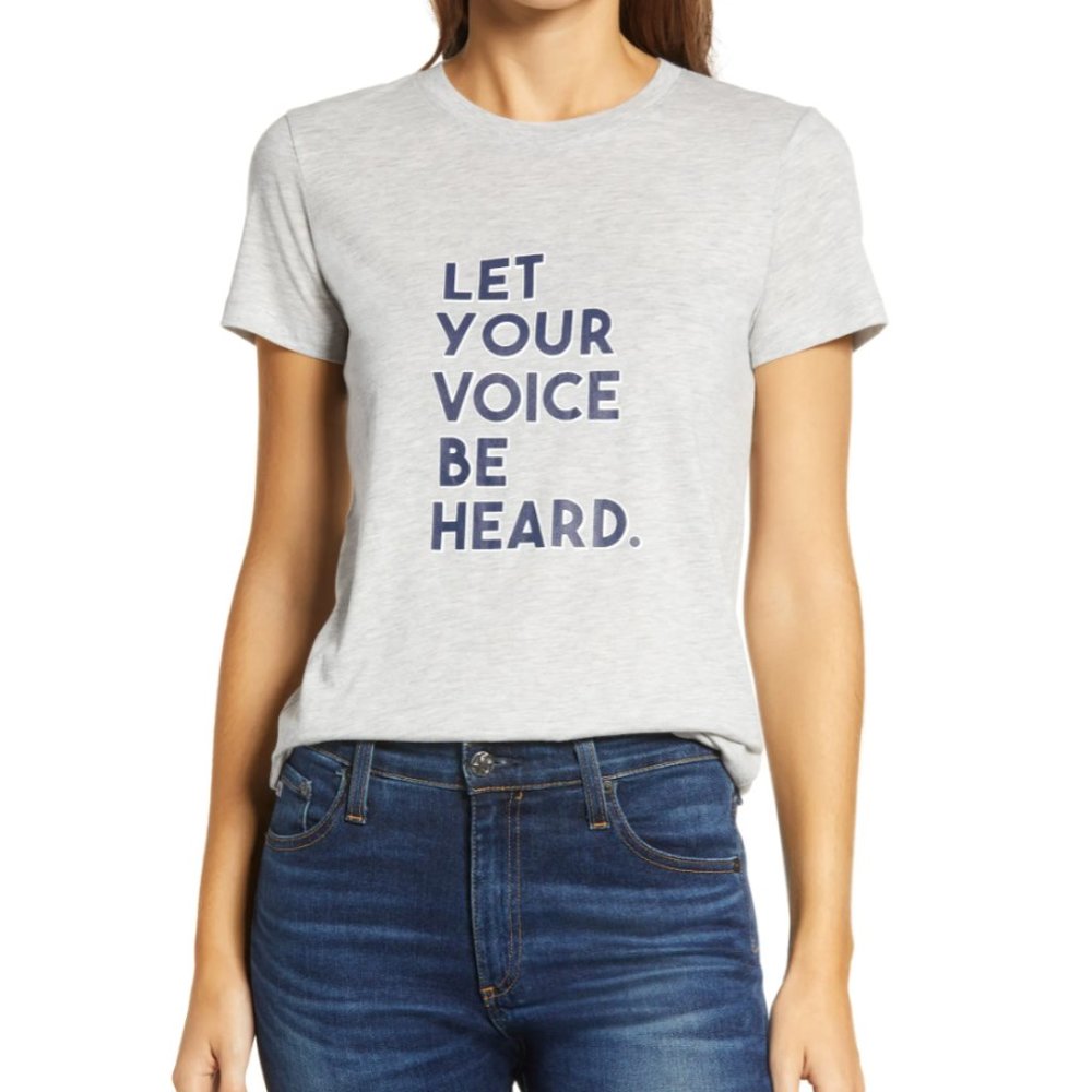 1901 Let Your Voice Be Heard Grey Graphic T-Shirt